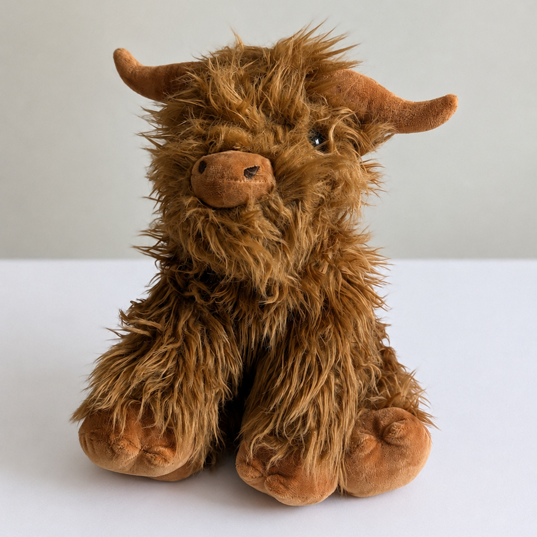 Peluche vache écossaise marron Souhée