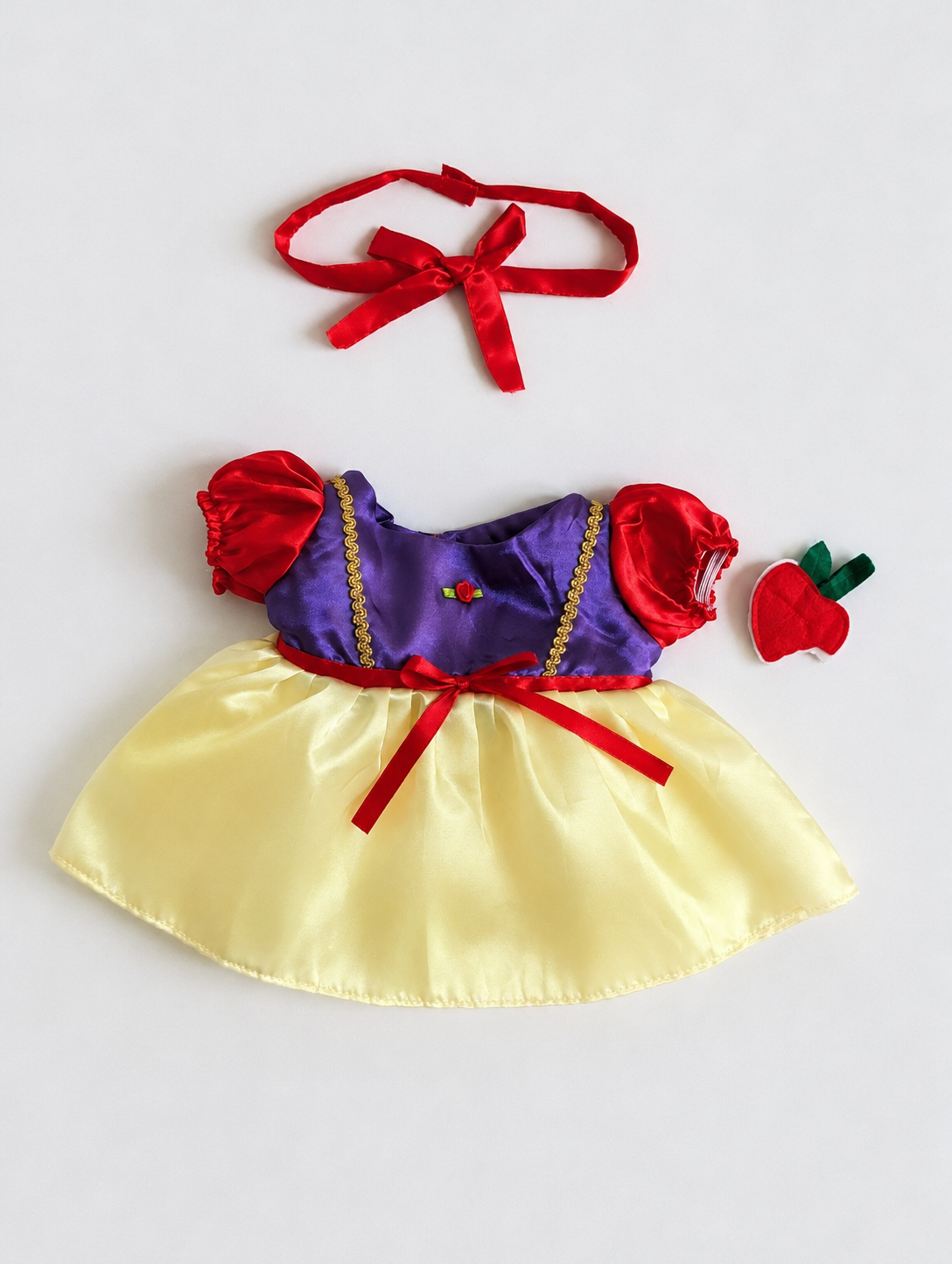 Tenue de blanche neige jaune et rouge pour peluche Souhée