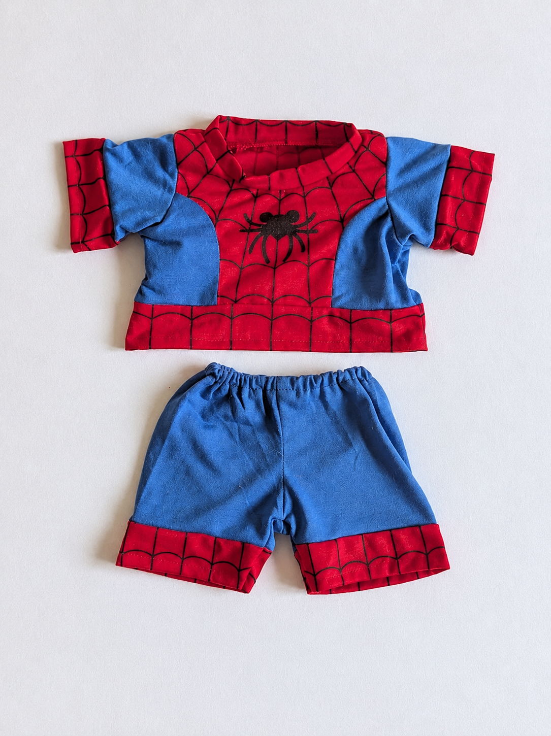 Tenue de super-héros araignée rouge et bleue pour peluche Souhée